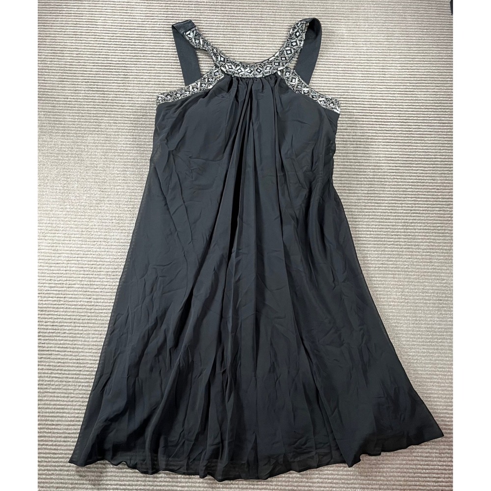 Dressbarn Collection‎ Black Beaded Halter Neck Cocktail Dress Womens Size 10 LBD